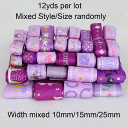Trendy Grosgrain Satin Ribbon Random Mixed Size/Style for Wedding Party Christmas Decoration DIY Gift Craft 12y/lot (1y/style)