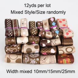 Trendy Grosgrain Satin Ribbon Random Mixed Size/Style for Wedding Party Christmas Decoration DIY Gift Craft 12y/lot (1y/style)