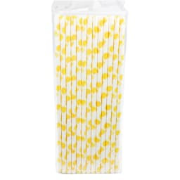25pcs/lot Yellow Lemon Drinking Paper Straws Christmas Baby Shower Decoration Gift Party Event Supplies