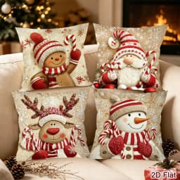 4pcs Christmas Throw Pillow Covers Gnome Gingerbread Man Cushion Covers Christmas Decoration for Home Sofa Living Room 2026