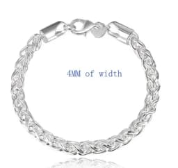925Creative twist circle chain women men silver color bracelets wedding fashion jewelry Christmas gifts H070