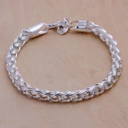 925Creative twist circle chain women men silver color bracelets wedding fashion jewelry Christmas gifts H070