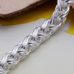 925Creative twist circle chain women men silver color bracelets wedding fashion jewelry Christmas gifts H070