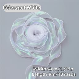 50 Yards Iridescent Fishtail Yarn Ribbons Flowers Bouquet Packaging Organza Wired Ribbon Christmas Wedding Decor Gift Wrapping