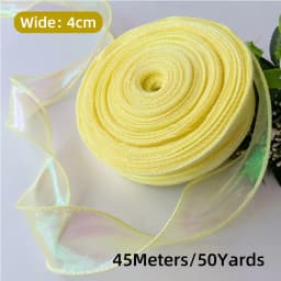 50 Yards Iridescent Fishtail Yarn Ribbons Flowers Bouquet Packaging Organza Wired Ribbon Christmas Wedding Decor Gift Wrapping