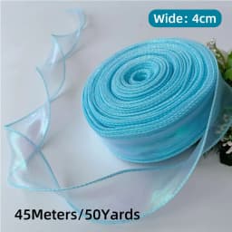 50 Yards Iridescent Fishtail Yarn Ribbons Flowers Bouquet Packaging Organza Wired Ribbon Christmas Wedding Decor Gift Wrapping