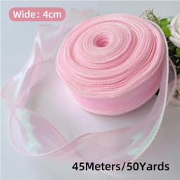 50 Yards Iridescent Fishtail Yarn Ribbons Flowers Bouquet Packaging Organza Wired Ribbon Christmas Wedding Decor Gift Wrapping