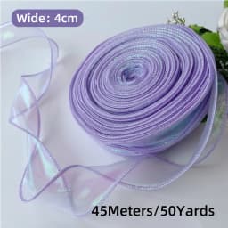 50 Yards Iridescent Fishtail Yarn Ribbons Flowers Bouquet Packaging Organza Wired Ribbon Christmas Wedding Decor Gift Wrapping