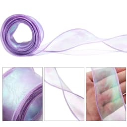 50 Yards Iridescent Fishtail Yarn Ribbons Flowers Bouquet Packaging Organza Wired Ribbon Christmas Wedding Decor Gift Wrapping