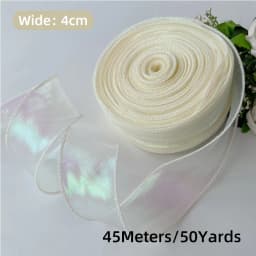 50 Yards Iridescent Fishtail Yarn Ribbons Flowers Bouquet Packaging Organza Wired Ribbon Christmas Wedding Decor Gift Wrapping