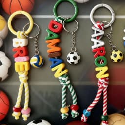 1pc Personalized Sports Braided Acrylic Letter Keychain, Backpack Charm, Unique Gift/Christmas Gift for Sports Enthusiasts