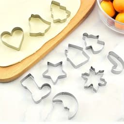 10PC Christmas Cookie Cutter Set-Stainless Steel Biscuit Mould with 10 Shapes for Baking Tools DIY Holiday Cookies for Beginner