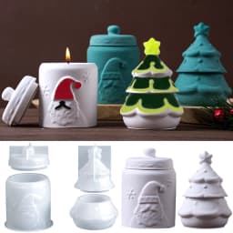 Christmas Tree Santa Claus Candle Jar Mold DIY Handmade Christmas Ornament Plaster Resin Craft Casting Molds Home Party Decor