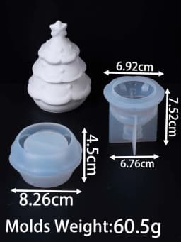 Christmas Tree Santa Claus Candle Jar Mold DIY Handmade Christmas Ornament Plaster Resin Craft Casting Molds Home Party Decor