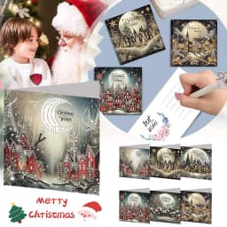 6pcs DIY Diamond Painting Greeting Cards Christmas Rhinestone Art Mosaic Postcards Festive Holiday Celebration Craft Gift Set