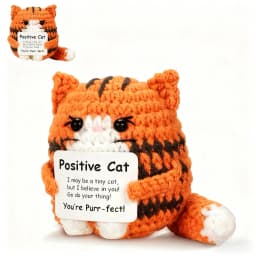 1 Piece of Mini Positive Energy Crochet Animal, Fun and Inspirational Birthday Gift for Women, Men, Friends, and Colleagues, in the Shape of a Shark, Duck, or Cat, Comes with a Positive Energy Card, Warm and Cute Decoration for Birthdays, Christmas, and Valentine's Day