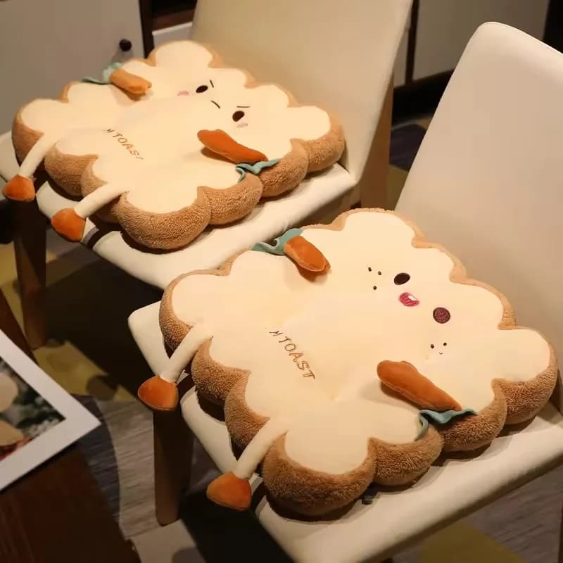 Comfy Cartoon Toast-Shaped Seat & Back Cushion – Washable Anti-Fatigue Pillow for Home/Office/Car (Perfect Gift for Christmas)