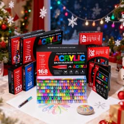 12-288 Colors/Box Christmas-Themed Marker Set - Soft-Tip Straight Liquid Acrylic Markers for DIY Holiday Doodle Art Painting