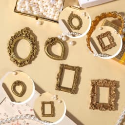 12pcs Vintage Mini Picture Frames Golden Baroque Resin Display Cases Wedding Christmas Photo Display Frames Home Decoration