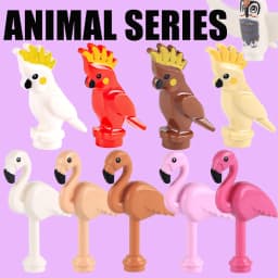 DIY City Street View Animal Series Building Blocks Zoo Pet Flamingo Owl Parrot Farm Accessories Bricks Friends Christmas Toys