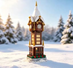345PCS MOC Building Blocks Winter Village Christmas Street Clock Tower Street View Series Toy Gifts Finished Size 8 * 8 * 25CM