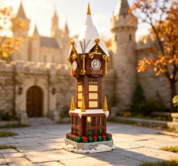 345PCS MOC Building Blocks Winter Village Christmas Street Clock Tower Street View Series Toy Gifts Finished Size 8 * 8 * 25CM
