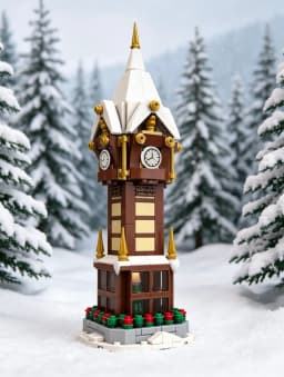 345PCS MOC Building Blocks Winter Village Christmas Street Clock Tower Street View Series Toy Gifts Finished Size 8 * 8 * 25CM