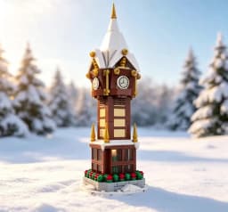 345PCS MOC Building Blocks Winter Village Christmas Street Clock Tower Street View Series Toy Gifts Finished Size 8 * 8 * 25CM