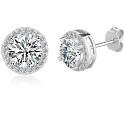 SG 925 Sterling Silver 0.5/1/5 Carat Moissanite Round Earrings Zircon Moissanite Jewelry Christmas Gift D VVS1 For Women