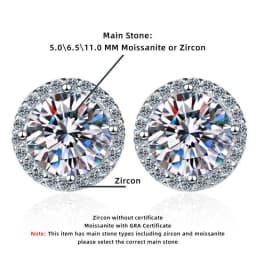 SG 925 Sterling Silver 0.5/1/5 Carat Moissanite Round Earrings Zircon Moissanite Jewelry Christmas Gift D VVS1 For Women