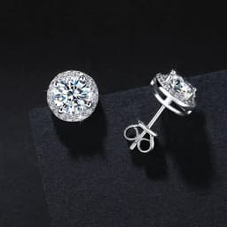 SG 925 Sterling Silver 0.5/1/5 Carat Moissanite Round Earrings Zircon Moissanite Jewelry Christmas Gift D VVS1 For Women