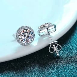SG 925 Sterling Silver 0.5/1/5 Carat Moissanite Round Earrings Zircon Moissanite Jewelry Christmas Gift D VVS1 For Women