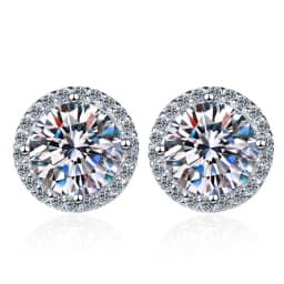 SG 925 Sterling Silver 0.5/1/5 Carat Moissanite Round Earrings Zircon Moissanite Jewelry Christmas Gift D VVS1 For Women