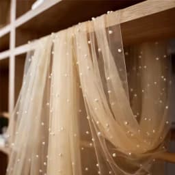Pearl Tablecloth Bulk Table Runner Pearl Veil Lace Tulle Fabrics perfect for wedding parties and events, and an ideal Christmas