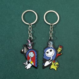 the Nightmare before Christmas Keyrings - Cartoon Heart Sally & Jack Skellington Key Chains - Friends Backpack Ornament