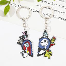 the Nightmare before Christmas Keyrings - Cartoon Heart Sally & Jack Skellington Key Chains - Friends Backpack Ornament