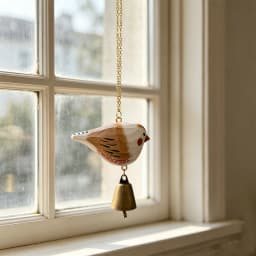 1Pc Hanging Wind Chime, Unique Hand-Carved Wooden Bird Statue Ornament, Painted Wooden Bird Sculpture, Home Decoration, Hanging Decoration, Outdoor Garden Decoration, Exquisite Craftsmanship, Unique Holiday Gift, Thanksgiving, Mother's Day, Christmas Decoration, Doorbell Decoration