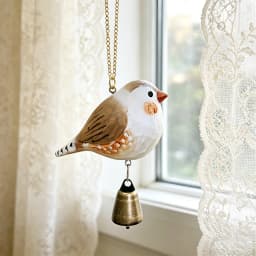 1Pc Hanging Wind Chime, Unique Hand-Carved Wooden Bird Statue Ornament, Painted Wooden Bird Sculpture, Home Decoration, Hanging Decoration, Outdoor Garden Decoration, Exquisite Craftsmanship, Unique Holiday Gift, Thanksgiving, Mother's Day, Christmas Decoration, Doorbell Decoration