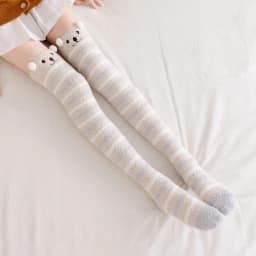 Striped Long Socks Womens Panda Cat Winter Warm Ladies Girls Black White Funny Over Above Knee Thigh High Stockings Christmas