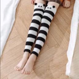 Striped Long Socks Womens Panda Cat Winter Warm Ladies Girls Black White Funny Over Above Knee Thigh High Stockings Christmas