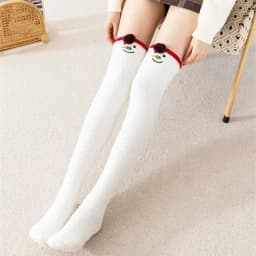 Striped Long Socks Womens Panda Cat Winter Warm Ladies Girls Black White Funny Over Above Knee Thigh High Stockings Christmas