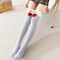 Striped Long Socks Womens Panda Cat Winter Warm Ladies Girls Black White Funny Over Above Knee Thigh High Stockings Christmas