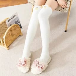 Striped Long Socks Womens Panda Cat Winter Warm Ladies Girls Black White Funny Over Above Knee Thigh High Stockings Christmas