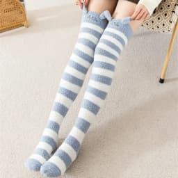 Striped Long Socks Womens Panda Cat Winter Warm Ladies Girls Black White Funny Over Above Knee Thigh High Stockings Christmas