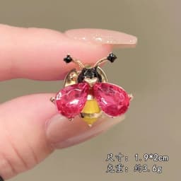 Crystal Bee Mini Animal Red Color Rhinestone Brooch Pins Party Wedding Girl Friend Christmas Gifts