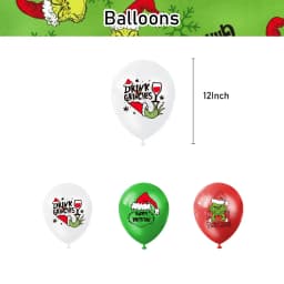 Christmas Grinch Birthday Party dinnerware Disposable Banner Cake Topper Hanging Flag Grinch Balloons Birthday Decoration set
