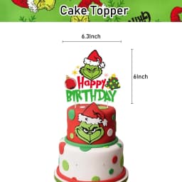 Christmas Grinch Birthday Party dinnerware Disposable Banner Cake Topper Hanging Flag Grinch Balloons Birthday Decoration set