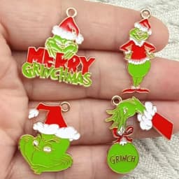 10pcs Cartoon Christmas Anime Charms for Jewelry Making Enamel Earring Phone Pendant Diy Accessories Alloy Metal Plated