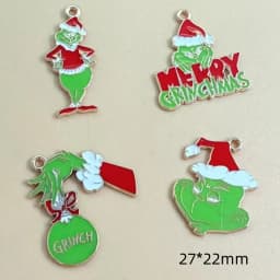 10pcs Cartoon Christmas Anime Charms for Jewelry Making Enamel Earring Phone Pendant Diy Accessories Alloy Metal Plated