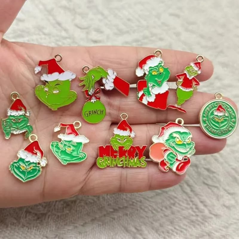 10pcs Cartoon Christmas Anime Charms for Jewelry Making Enamel Earring Phone Pendant Diy Accessories Alloy Metal Plated